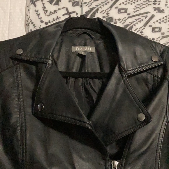 Roz & Ali - Ladies Faux Leather Bomber Jacket - Picture 3 of 10